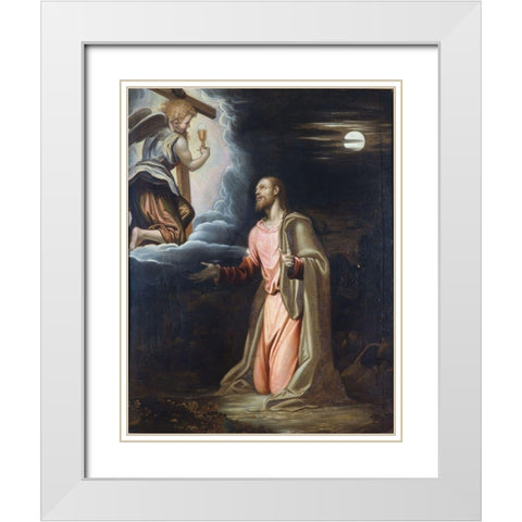 Christ in the Garden White Modern Wood Framed Art Print with Double Matting by Peterzano, Simone