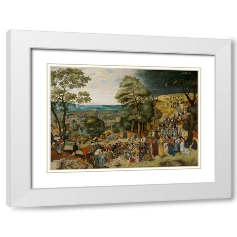 Christ Carrying the Cross White Modern Wood Framed Art Print with Double Matting by Brueghel, Pieter