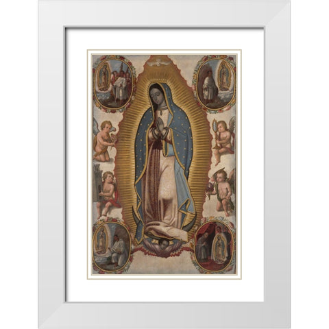 Virgin of Guadalupe White Modern Wood Framed Art Print with Double Matting by Unknown