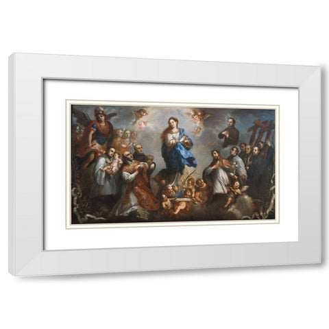 The Inmaculate Conception with Jesuits White Modern Wood Framed Art Print with Double Matting by Aguilera, Juan Francisco de