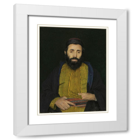Portrait of a Sephardic Jew White Modern Wood Framed Art Print with Double Matting by Kaufmann, Isidor
