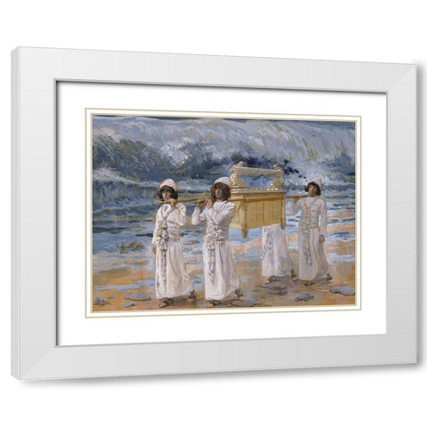The Ark Passes Over the Jordan White Modern Wood Framed Art Print with Double Matting by Tissot, James