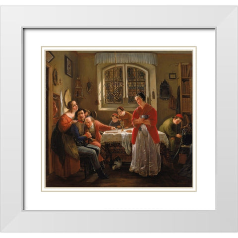 The Return of the Volunteer White Modern Wood Framed Art Print with Double Matting by Oppenheim, Moritz Daniel