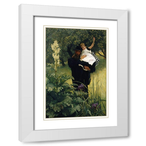 The Widower White Modern Wood Framed Art Print with Double Matting by Tissot, James