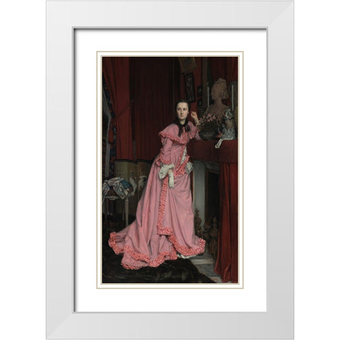 Portrait of Marquise de Miramon White Modern Wood Framed Art Print with Double Matting by Tissot, James