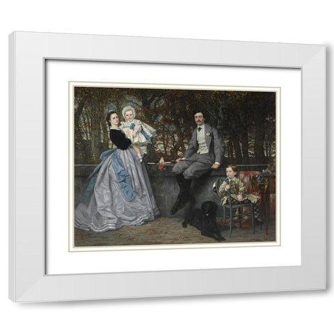 Portrait of the Marquis and Marchioness of Miramon and their children White Modern Wood Framed Art Print with Double Matting by Tissot, James