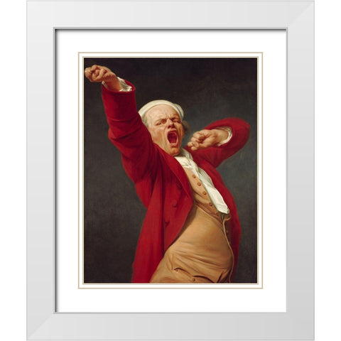 Self-Portrait, Yawning White Modern Wood Framed Art Print with Double Matting by Ducreux, Joseph