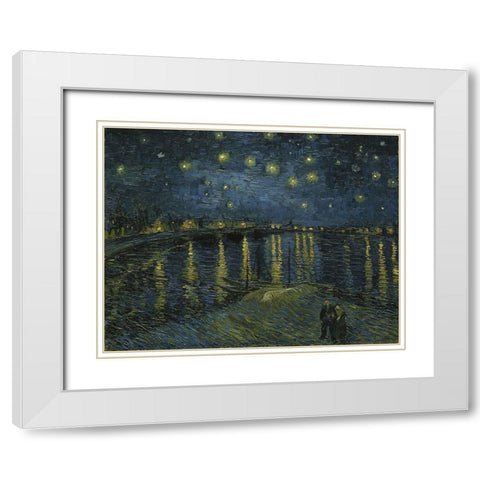 Starry Night White Modern Wood Framed Art Print with Double Matting by van Gogh, Vincent
