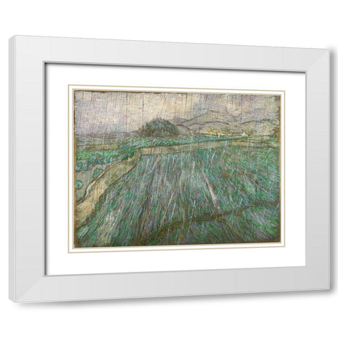 Rain White Modern Wood Framed Art Print with Double Matting by van Gogh, Vincent
