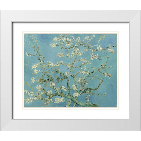 Almond blossom White Modern Wood Framed Art Print with Double Matting by van Gogh, Vincent