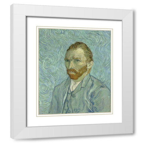 Self-portrait White Modern Wood Framed Art Print with Double Matting by van Gogh, Vincent