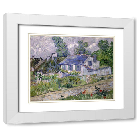 Houses at Auvers White Modern Wood Framed Art Print with Double Matting by van Gogh, Vincent