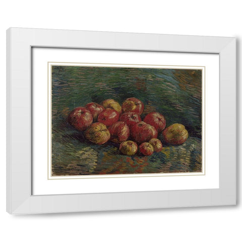 Apples White Modern Wood Framed Art Print with Double Matting by van Gogh, Vincent