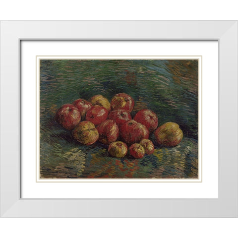Apples White Modern Wood Framed Art Print with Double Matting by van Gogh, Vincent
