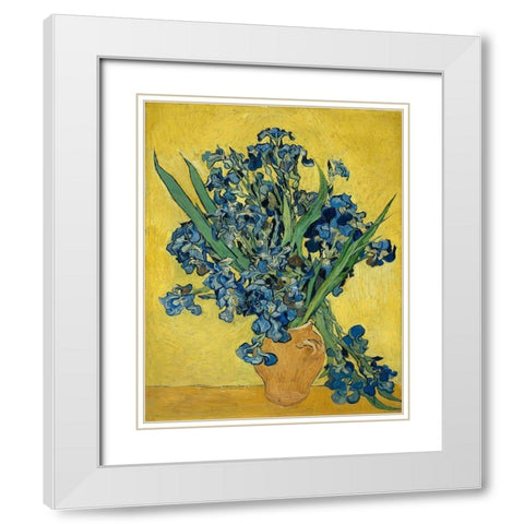 Irises White Modern Wood Framed Art Print with Double Matting by van Gogh, Vincent