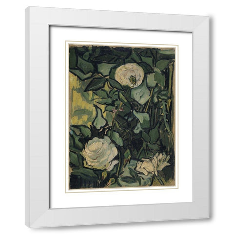 Roses White Modern Wood Framed Art Print with Double Matting by van Gogh, Vincent
