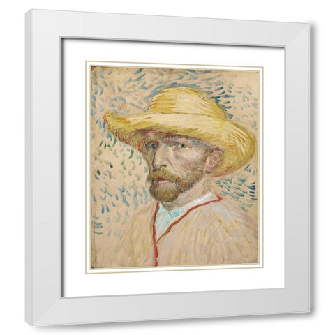 Self-portrait White Modern Wood Framed Art Print with Double Matting by van Gogh, Vincent