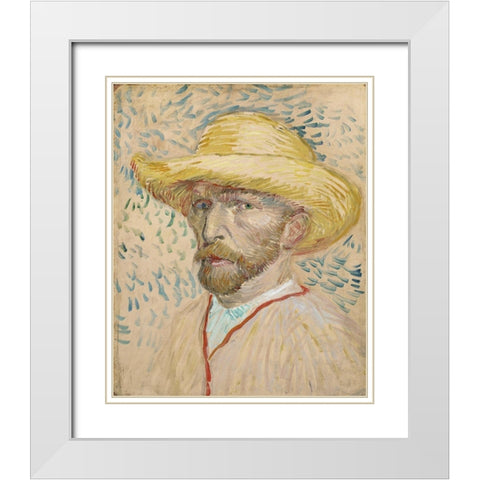 Self-portrait White Modern Wood Framed Art Print with Double Matting by van Gogh, Vincent