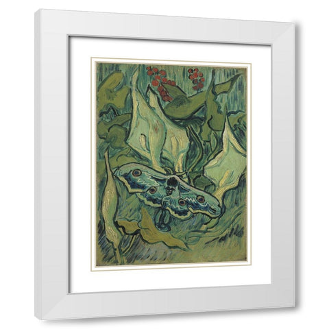 Emperor moth White Modern Wood Framed Art Print with Double Matting by van Gogh, Vincent