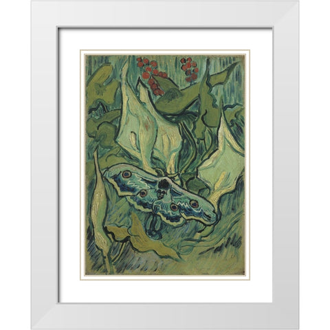 Emperor moth White Modern Wood Framed Art Print with Double Matting by van Gogh, Vincent