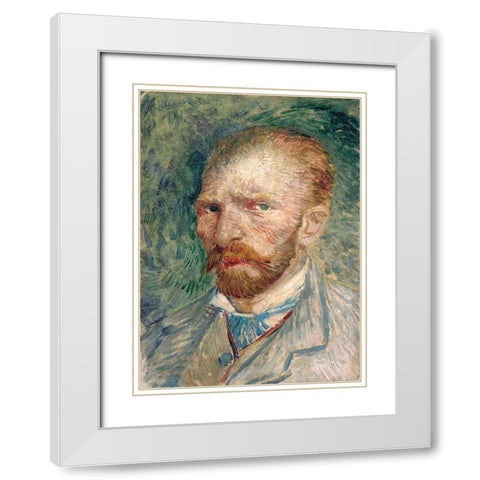 Self-portrait White Modern Wood Framed Art Print with Double Matting by van Gogh, Vincent