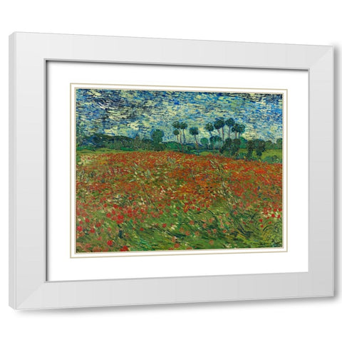 Field with Poppies White Modern Wood Framed Art Print with Double Matting by van Gogh, Vincent