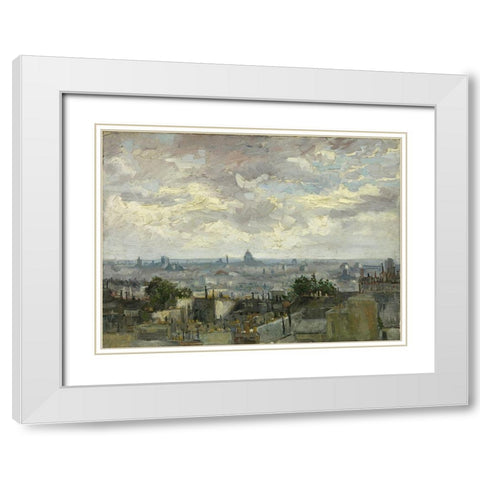 View of Paris White Modern Wood Framed Art Print with Double Matting by van Gogh, Vincent