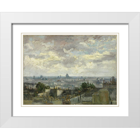 View of Paris White Modern Wood Framed Art Print with Double Matting by van Gogh, Vincent