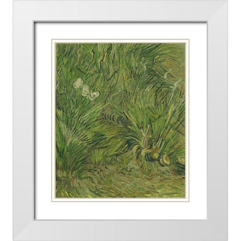 Garden with butterflies White Modern Wood Framed Art Print with Double Matting by van Gogh, Vincent