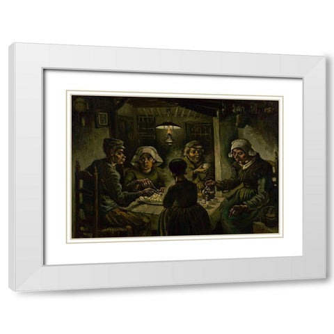 The potato eaters White Modern Wood Framed Art Print with Double Matting by van Gogh, Vincent