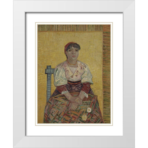 The Italian Woman White Modern Wood Framed Art Print with Double Matting by van Gogh, Vincent
