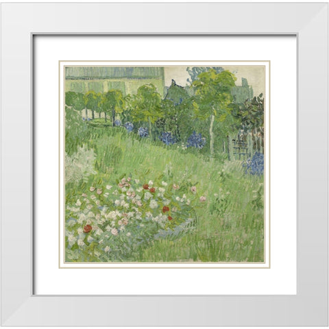 Daubignys garden White Modern Wood Framed Art Print with Double Matting by van Gogh, Vincent