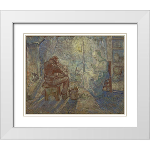 Night White Modern Wood Framed Art Print with Double Matting by van Gogh, Vincent