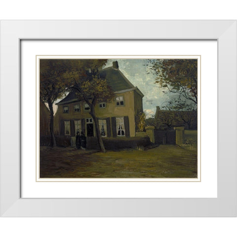 The vicarage at Nuenen White Modern Wood Framed Art Print with Double Matting by van Gogh, Vincent