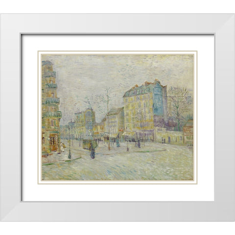 Boulevard de Clichy White Modern Wood Framed Art Print with Double Matting by van Gogh, Vincent