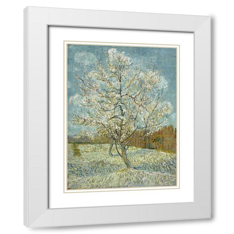 The pink peach tree White Modern Wood Framed Art Print with Double Matting by van Gogh, Vincent