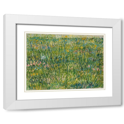 Patch of grass White Modern Wood Framed Art Print with Double Matting by van Gogh, Vincent