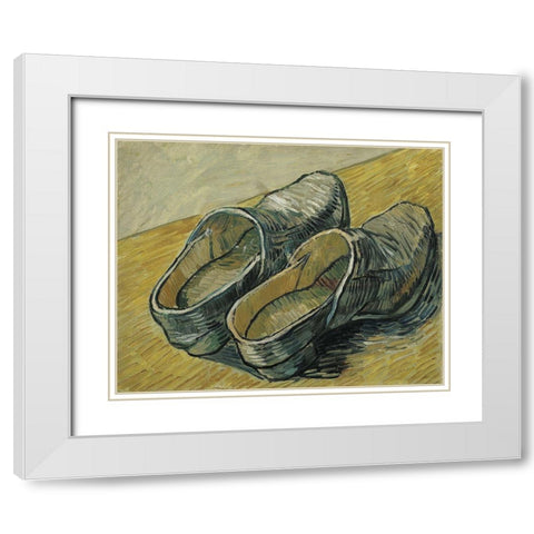A pair of leather clogs White Modern Wood Framed Art Print with Double Matting by van Gogh, Vincent