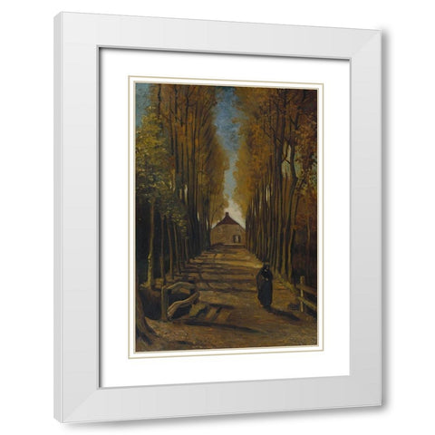 Avenue of poplars in autumn White Modern Wood Framed Art Print with Double Matting by van Gogh, Vincent
