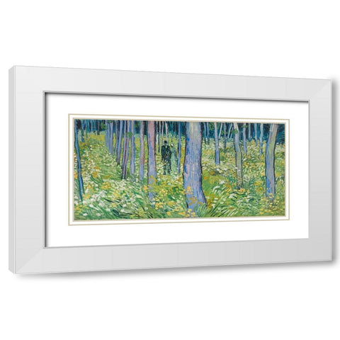 Undergrowth with two Figures White Modern Wood Framed Art Print with Double Matting by van Gogh, Vincent