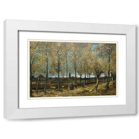 Lane with Poplars near Nuenen White Modern Wood Framed Art Print with Double Matting by van Gogh, Vincent