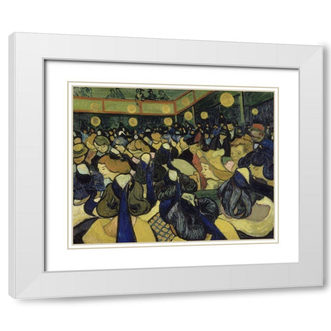 The Dance Hall in Arles White Modern Wood Framed Art Print with Double Matting by van Gogh, Vincent