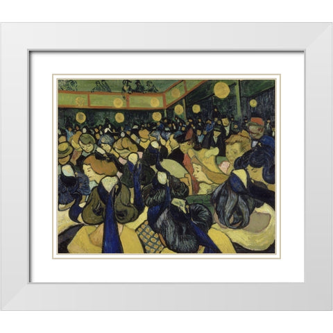 The Dance Hall in Arles White Modern Wood Framed Art Print with Double Matting by van Gogh, Vincent