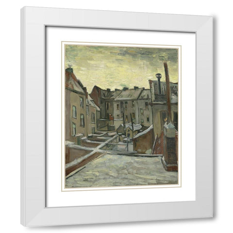 Houses seen from the back White Modern Wood Framed Art Print with Double Matting by van Gogh, Vincent