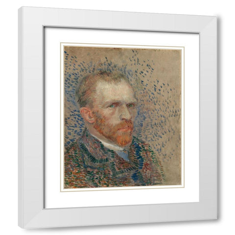 Self-portrait White Modern Wood Framed Art Print with Double Matting by van Gogh, Vincent