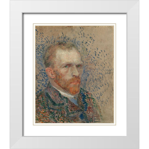 Self-portrait White Modern Wood Framed Art Print with Double Matting by van Gogh, Vincent
