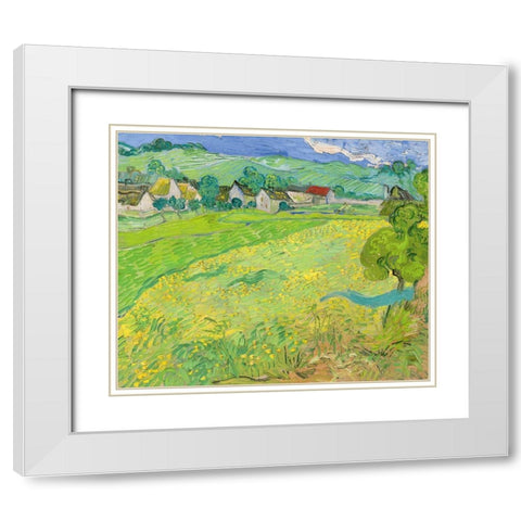 View of Vessenots Near Auvers White Modern Wood Framed Art Print with Double Matting by van Gogh, Vincent