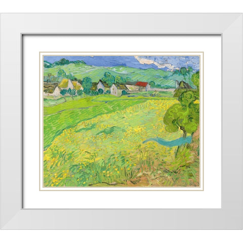 View of Vessenots Near Auvers White Modern Wood Framed Art Print with Double Matting by van Gogh, Vincent