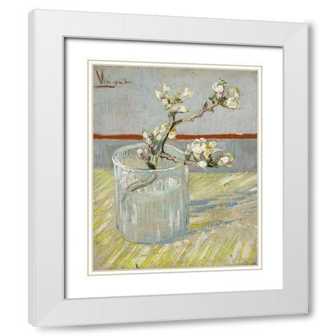Sprig of flowering almond in a glass White Modern Wood Framed Art Print with Double Matting by van Gogh, Vincent
