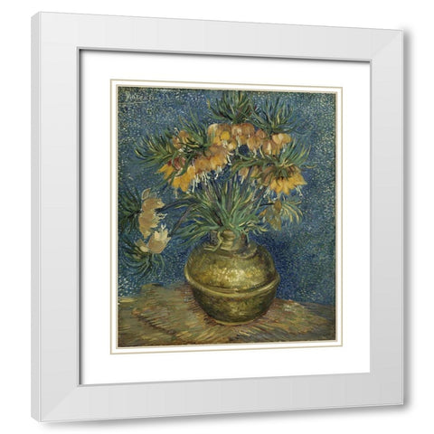 Imperial Fritillaries in a Copper Vase White Modern Wood Framed Art Print with Double Matting by van Gogh, Vincent